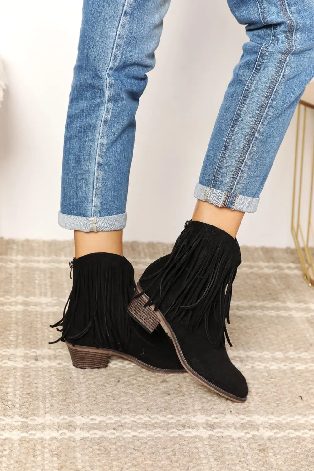 Midnight Cowboy Fringe Ankle Boots