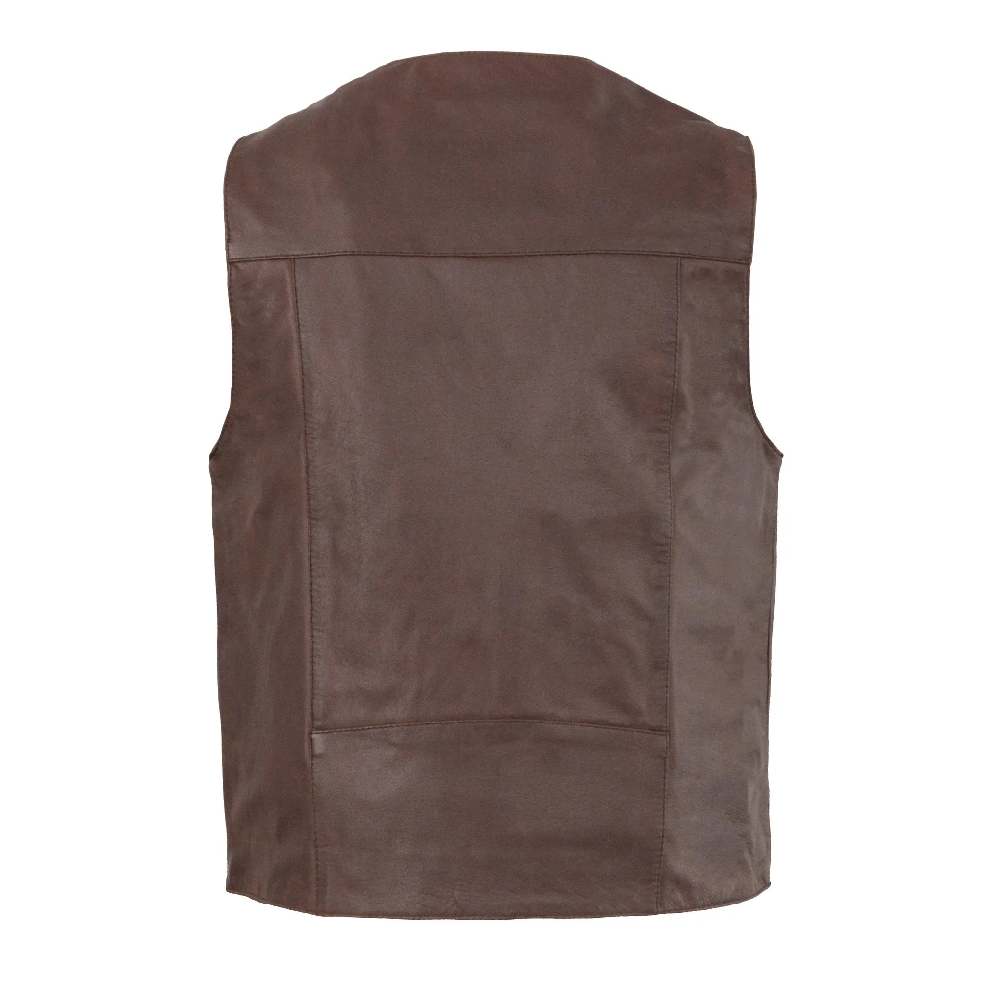 Milwaukee Leather LKM3702 Men's Leather V-Neck Western Style Motorcycle Rider Vest w/Classic Buffalo Snaps Closure