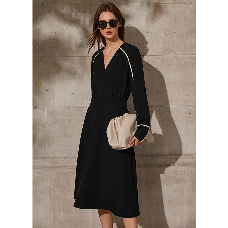 Minimalism Causal Full Sleeve High Waist Calf-length New Dress For Women