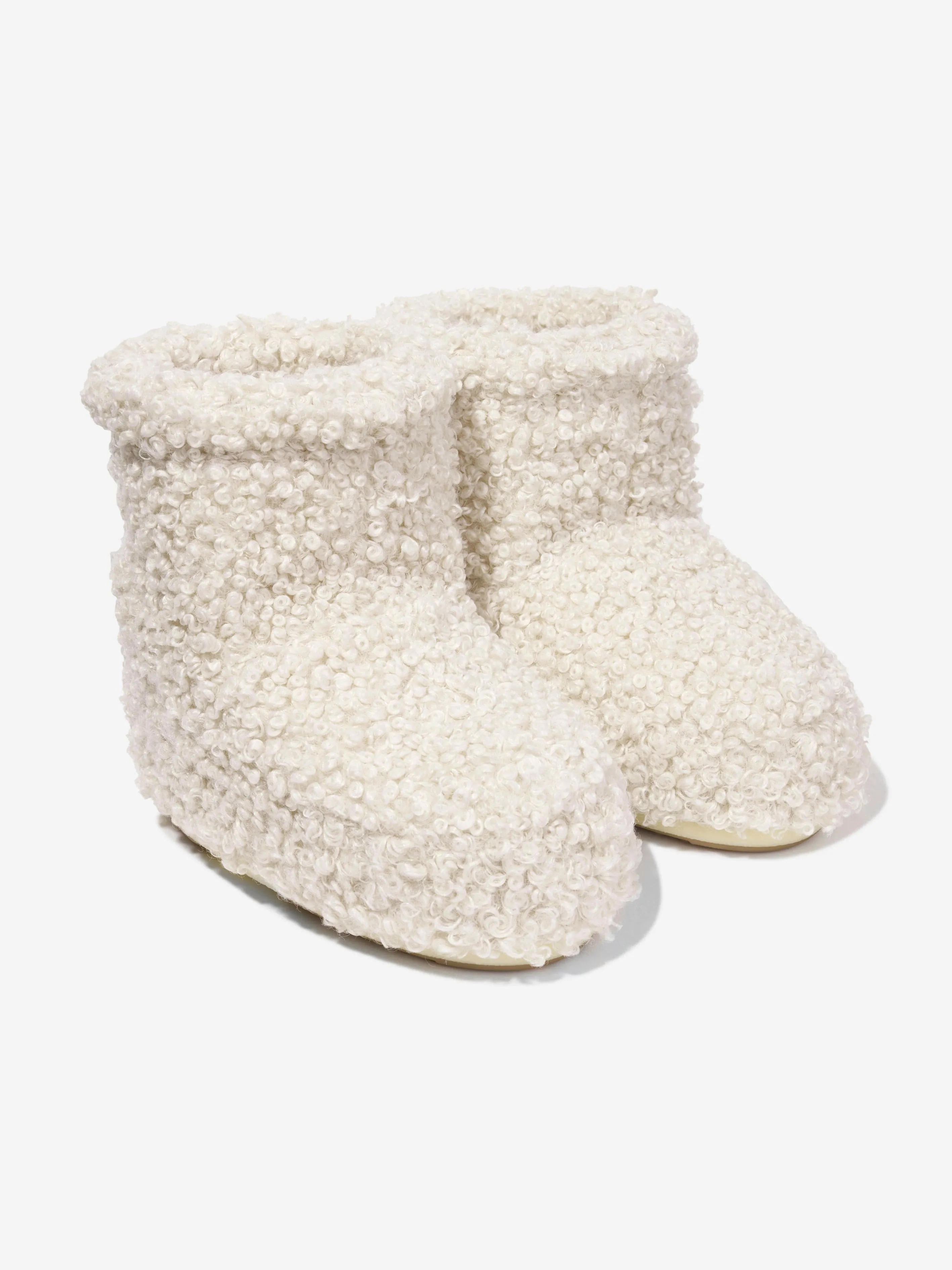 Moon Boot Kids Icon Low Faux Curly Boots in Ivory