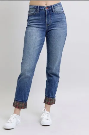 Judy Blue Plaid Cuff Jeans, Style 88877 - Product #8173-8185