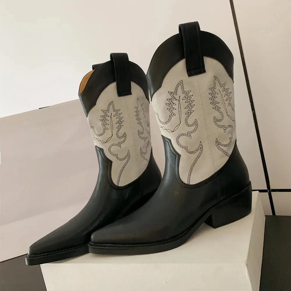 Pre Order:  Embroidery Mid-Calf Boots