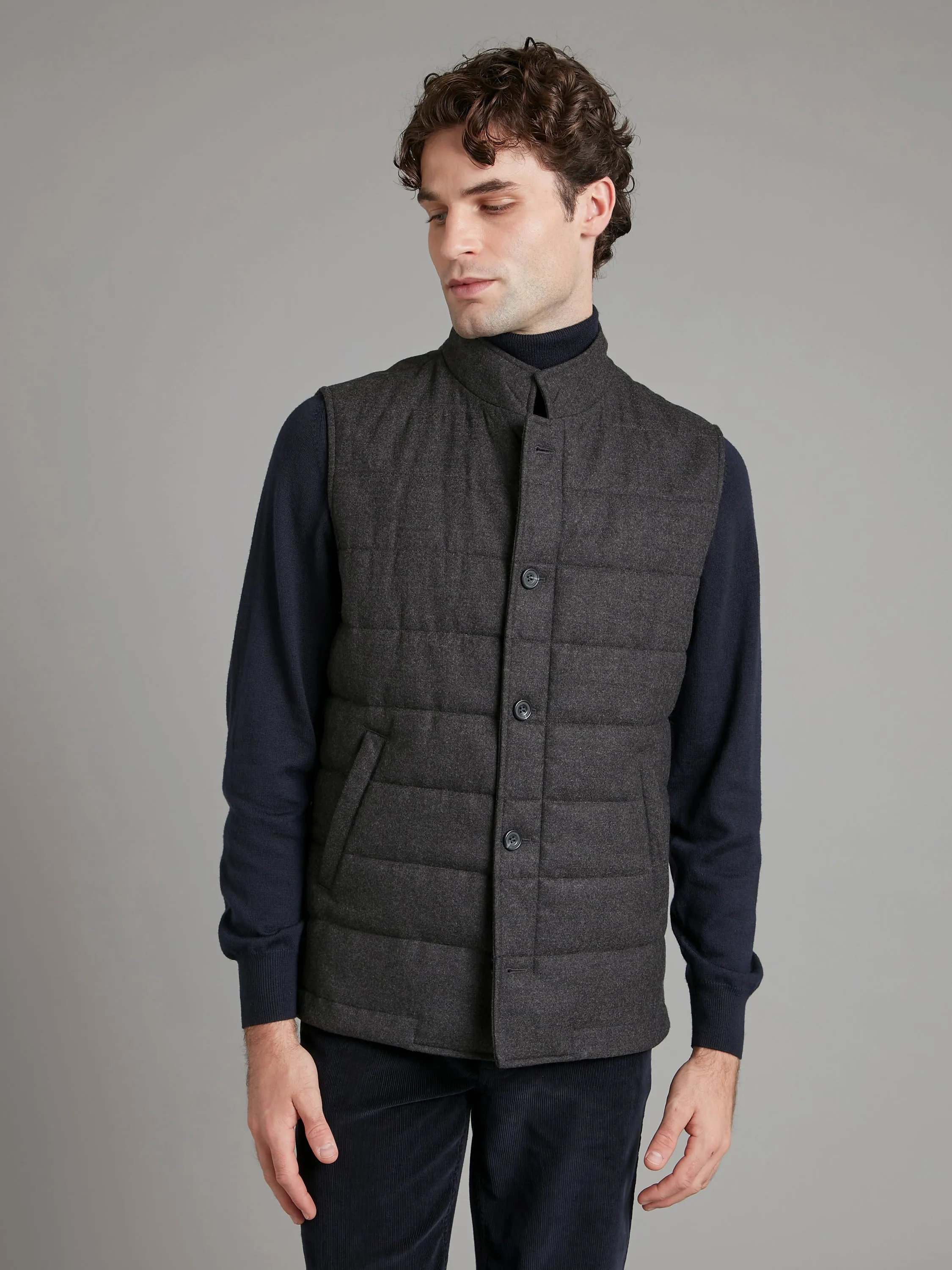 Quilted Gilet - Dark Grey