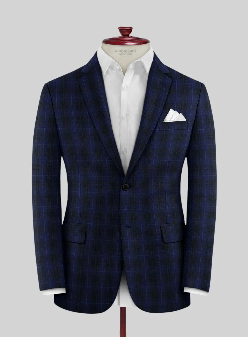 Reda Ballio Blue Checks Wool Jacket