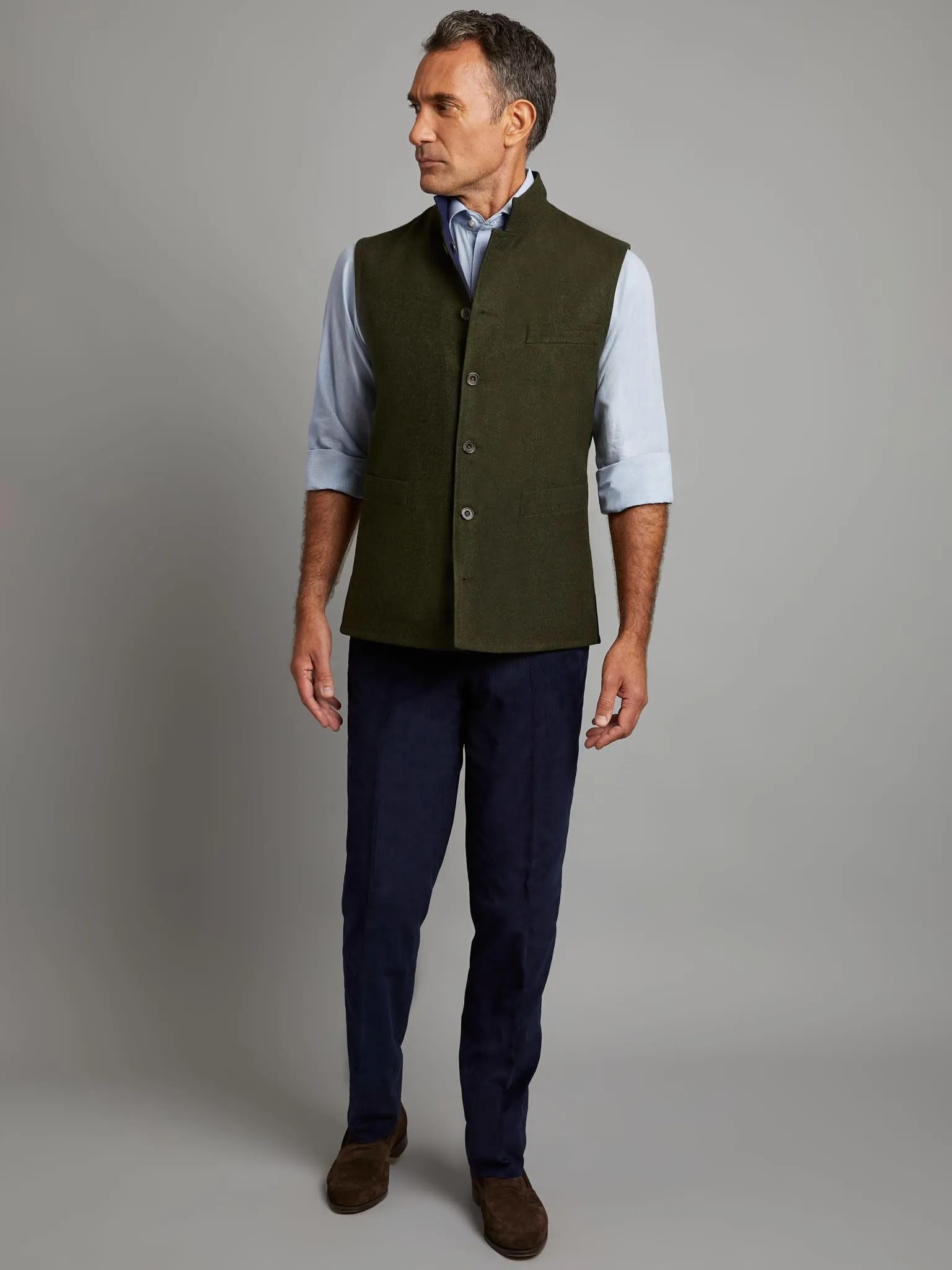 Reversible Gilet - Navy & Green Loden