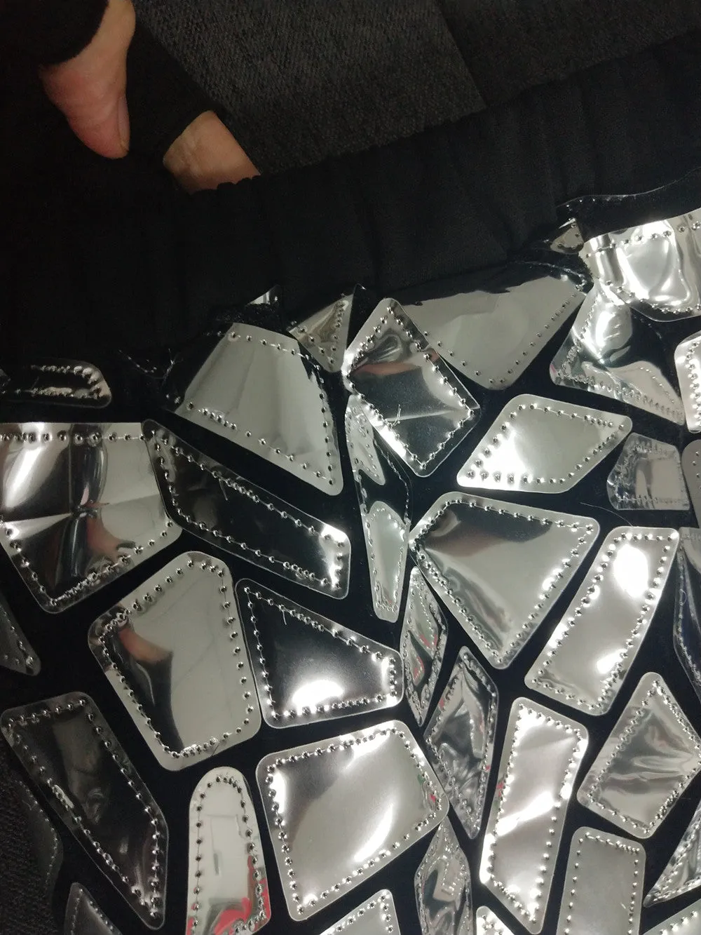 Shiny Silver Patchwork Harem Pants