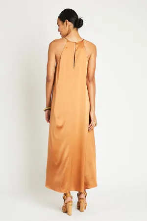 SIENNA LONG SILK DRESS - COPPER