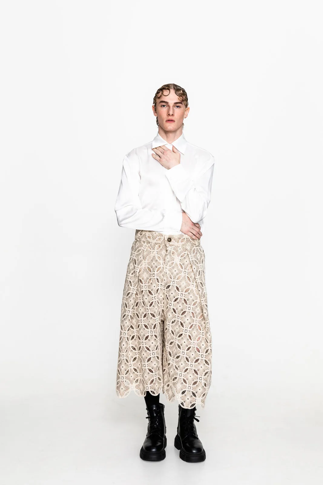 Simon Cropped Pants Lace Beige