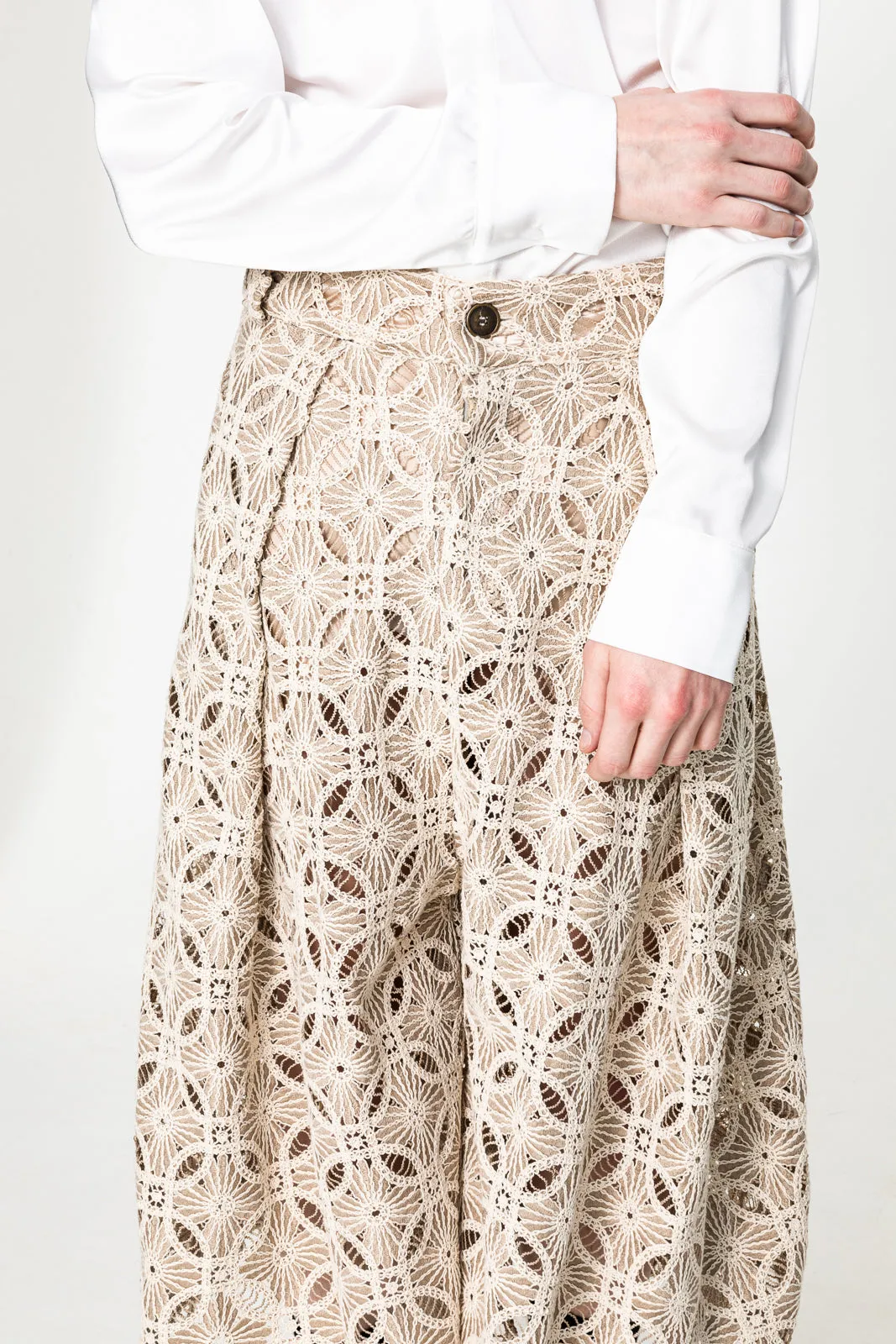 Simon Cropped Pants Lace Beige