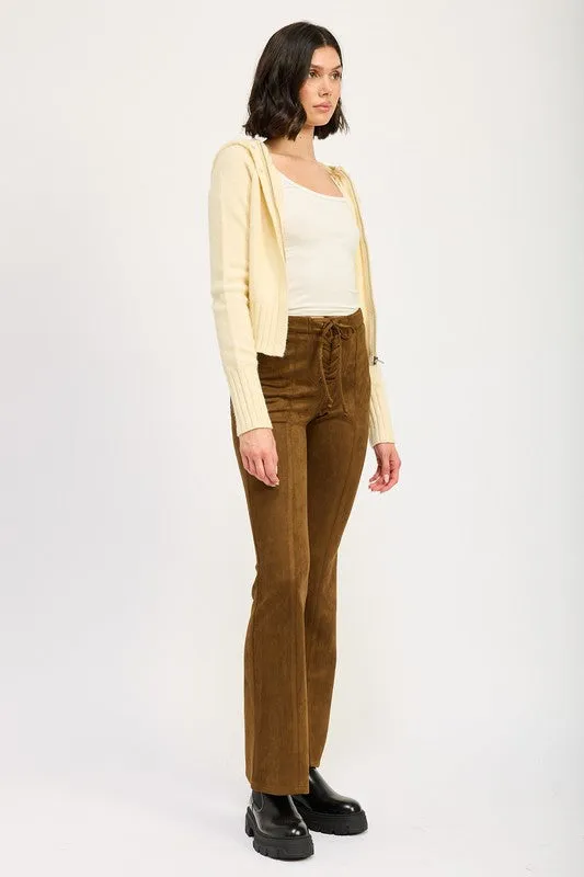 Skylar Lace Up Suede Flared Pants