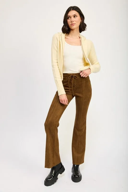 Skylar Lace Up Suede Flared Pants