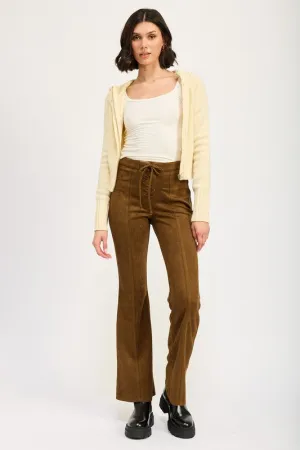 Skylar Lace Up Suede Flared Pants