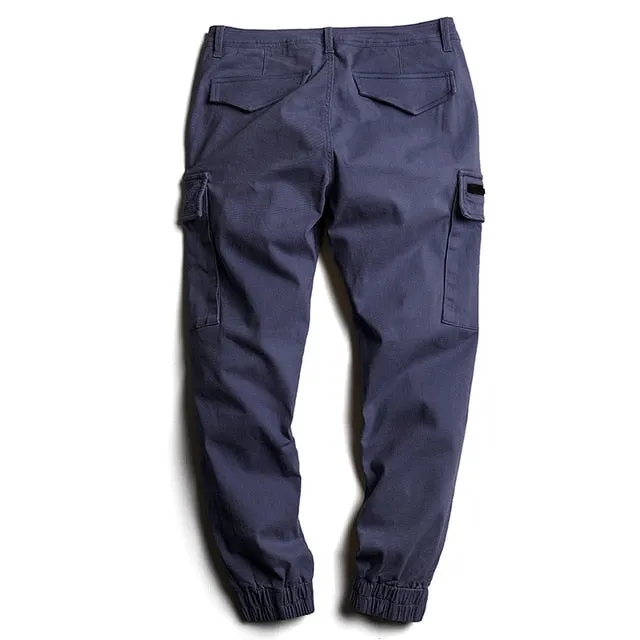 Slim Fit Cotton Twill Cargo Jogger Multi Pocket Style Men Pants