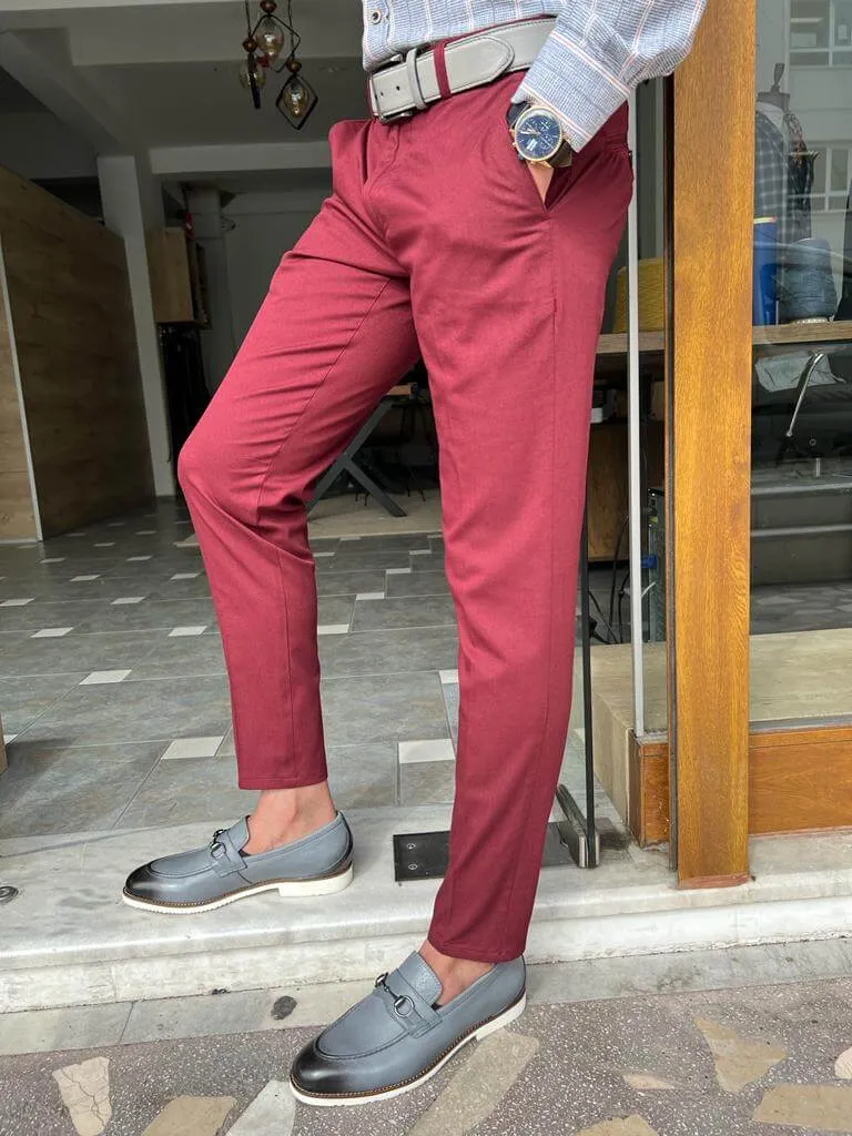 Slim Fit Red Pants