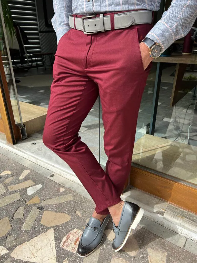 Slim Fit Red Pants