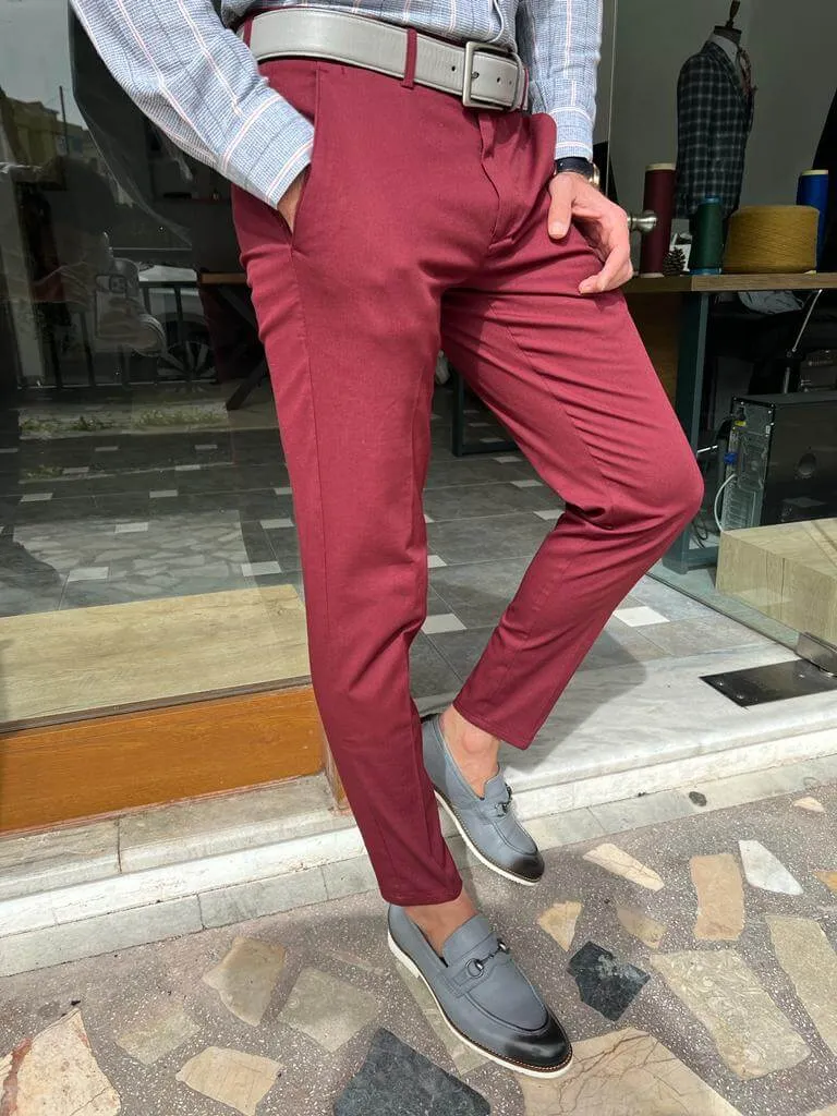 Slim Fit Red Pants