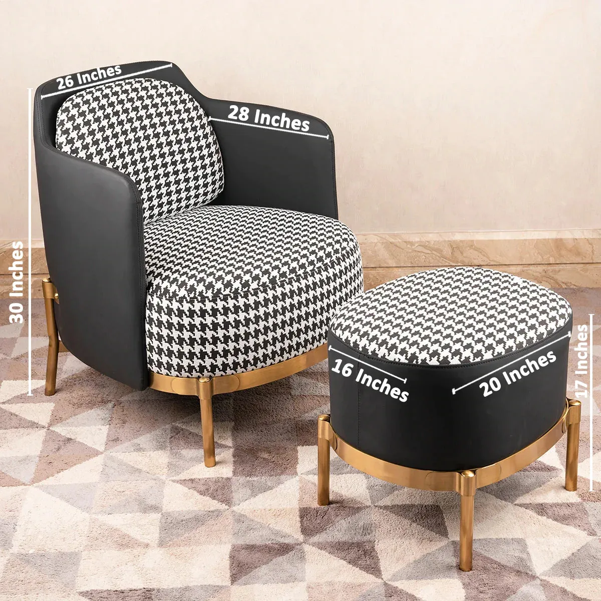 The Scottish Plaid Accent Lounge Chair & Ottoman Set (Stainless Steel)