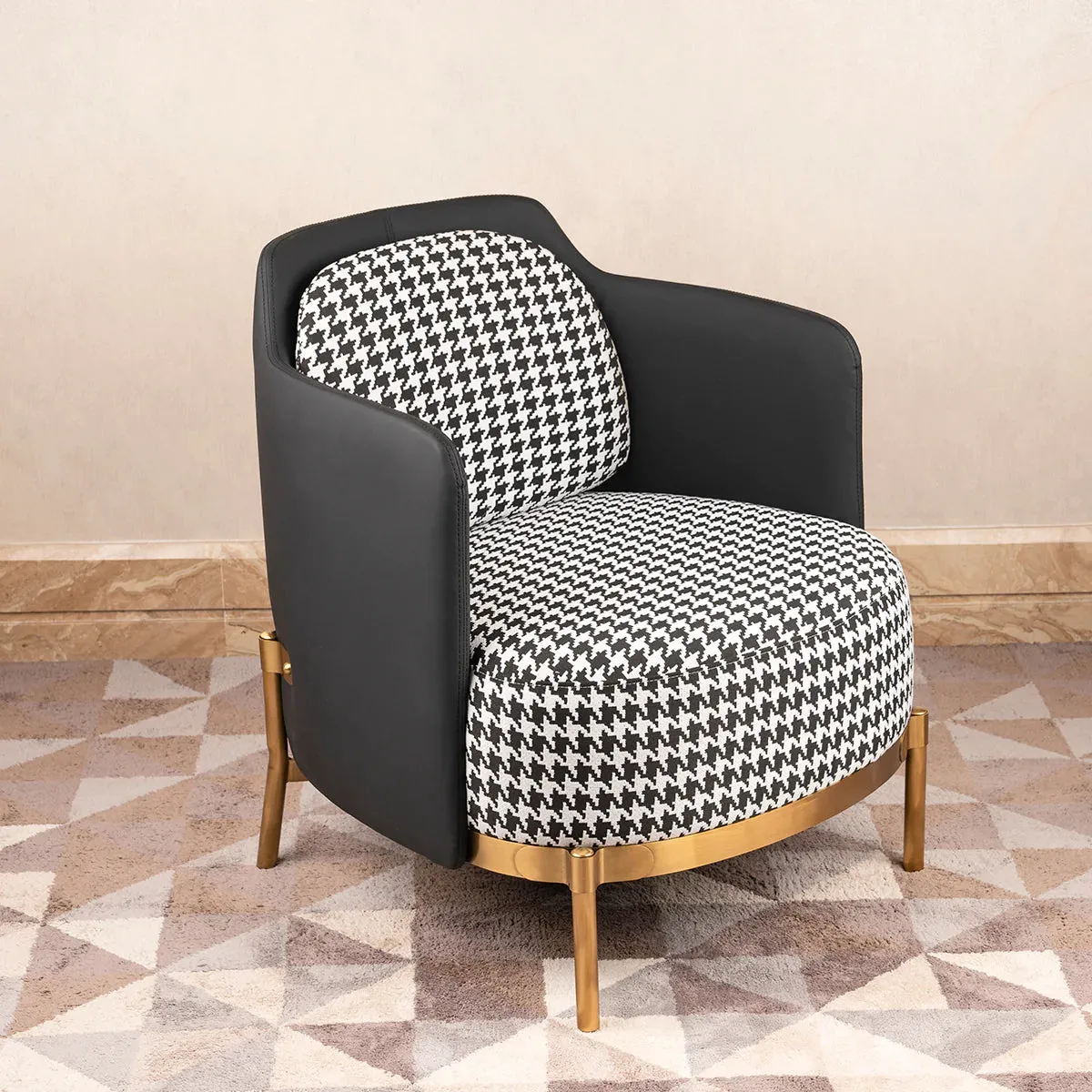 The Scottish Plaid Accent Lounge Chair & Ottoman Set (Stainless Steel)