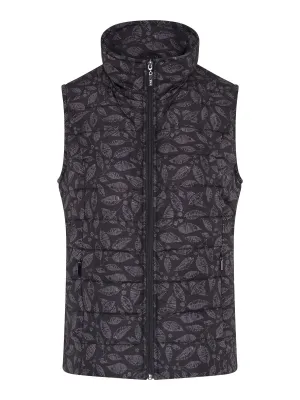 TIGI 10/12 Black Tonal Stamp Leaf Print Gilet - T25-05E