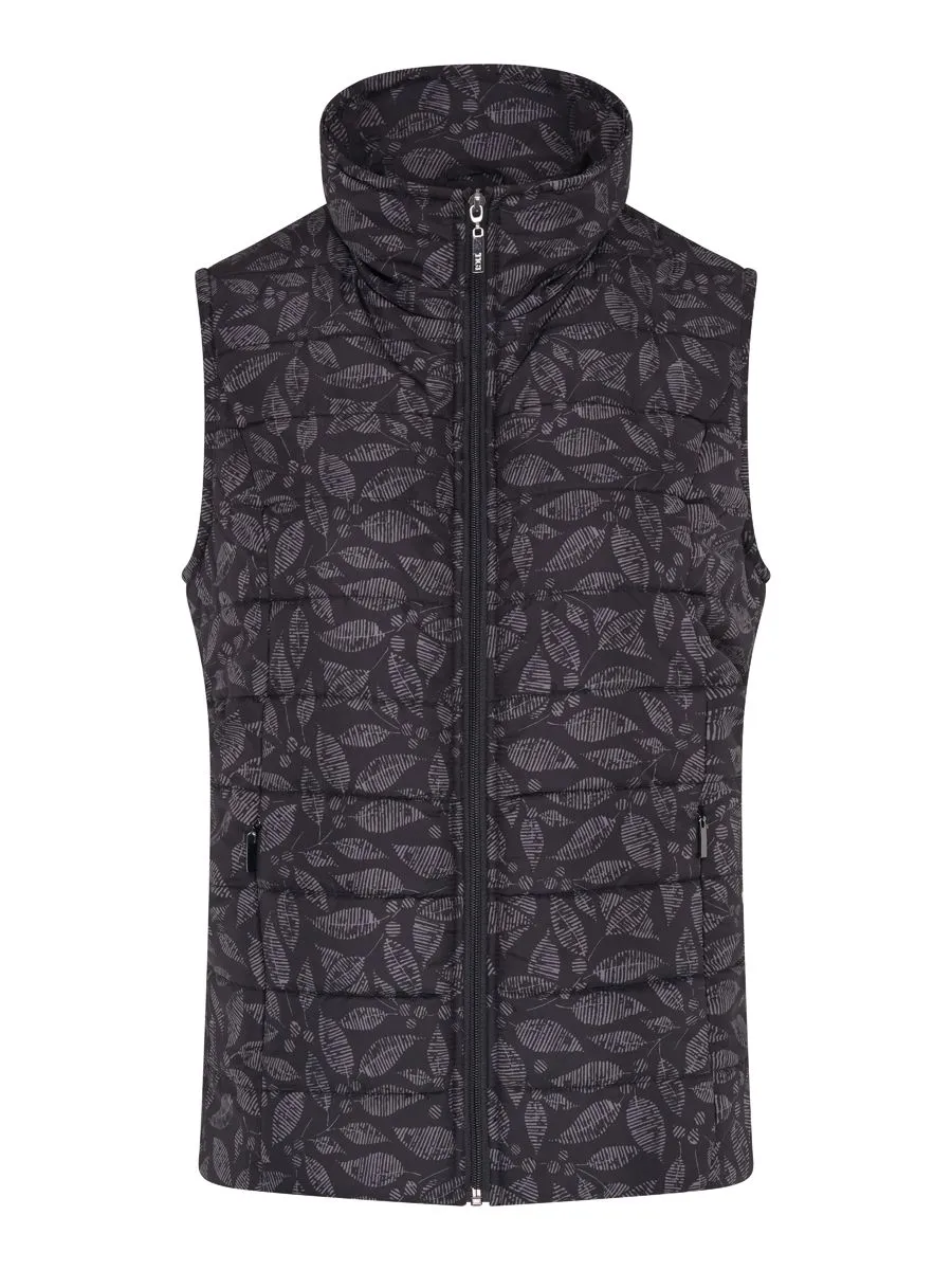 TIGI 18/20 Black Tonal Stamp Leaf Print Gilet - T25-05E