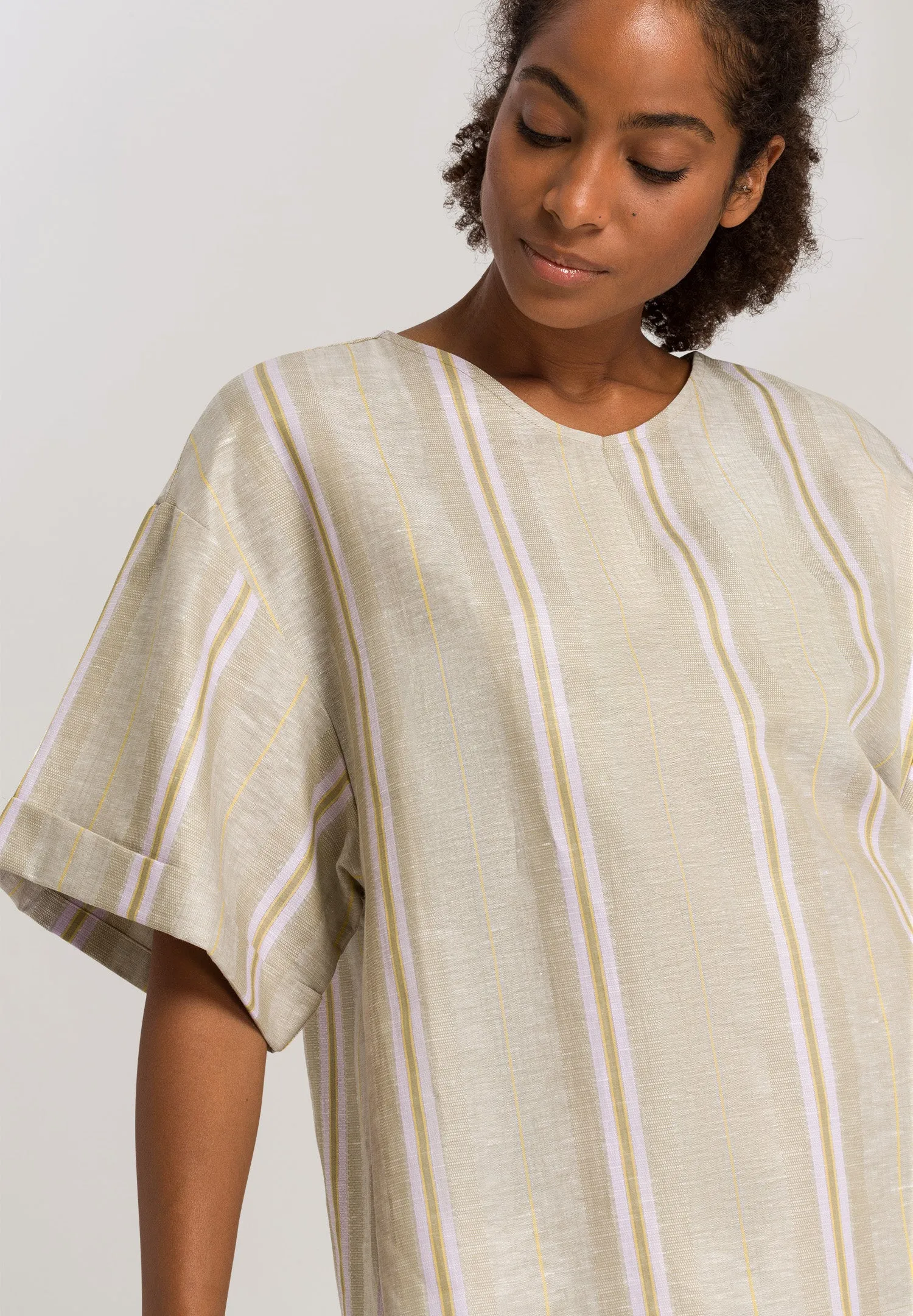 Urban Casuals Linen Blend Oversized Top | Affogato Stripe 78672-2960