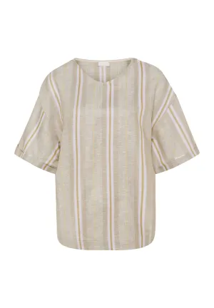 Urban Casuals Linen Blend Oversized Top | Affogato Stripe 78672-2960