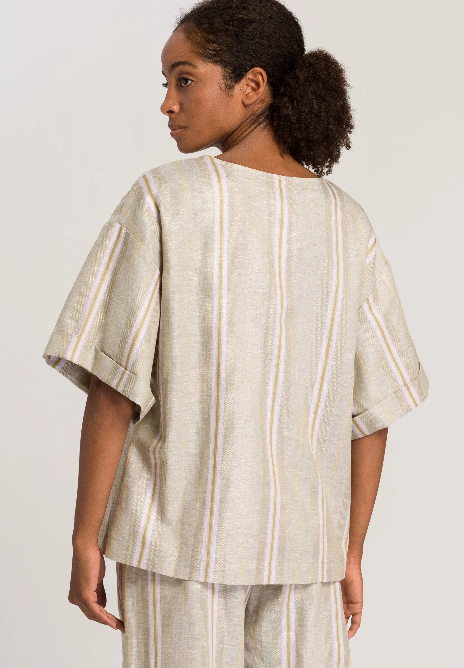 Urban Casuals Linen Blend Oversized Top | Affogato Stripe 78672-2960