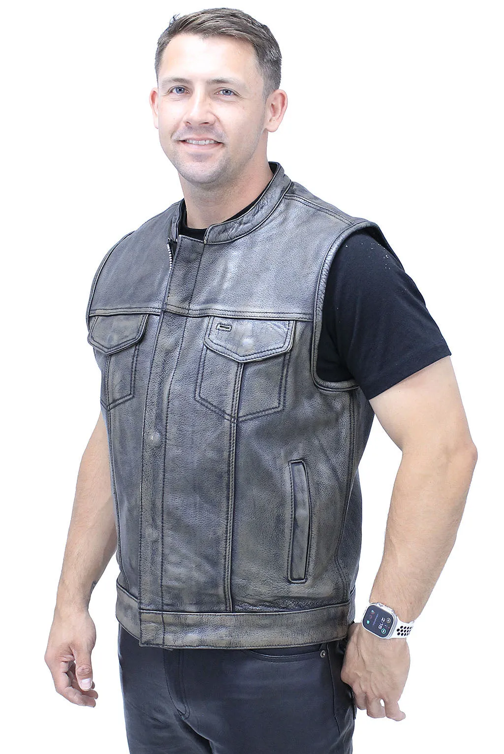 Vintage Brown Men's Club Vest with Concealed Pockets #VMA66552GN