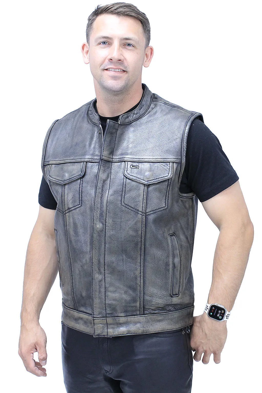 Vintage Brown Men's Club Vest with Concealed Pockets #VMA66552GN