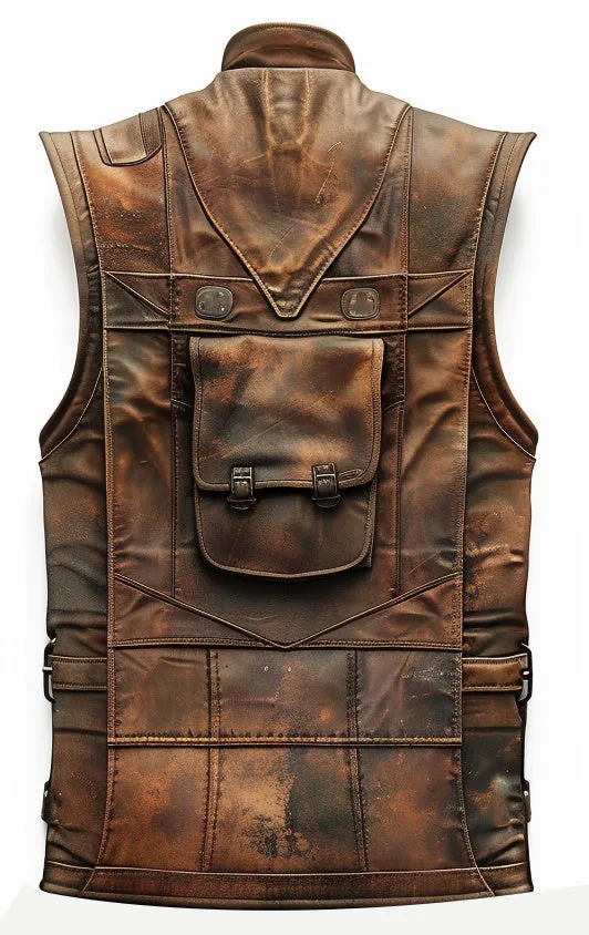 Vintage Brown Military Leather Vest