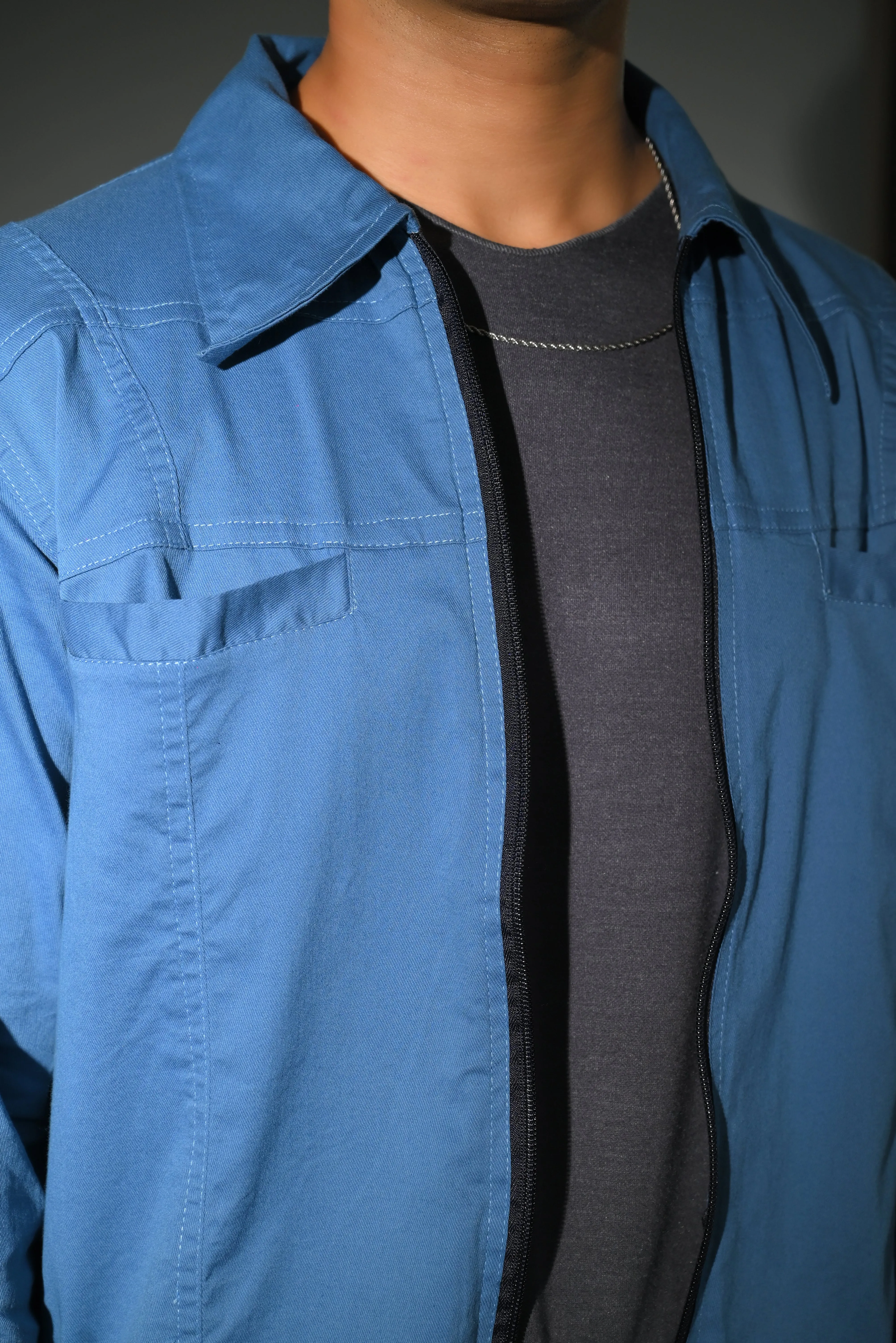 Water Blue Zip Jacket - Zip Jacket