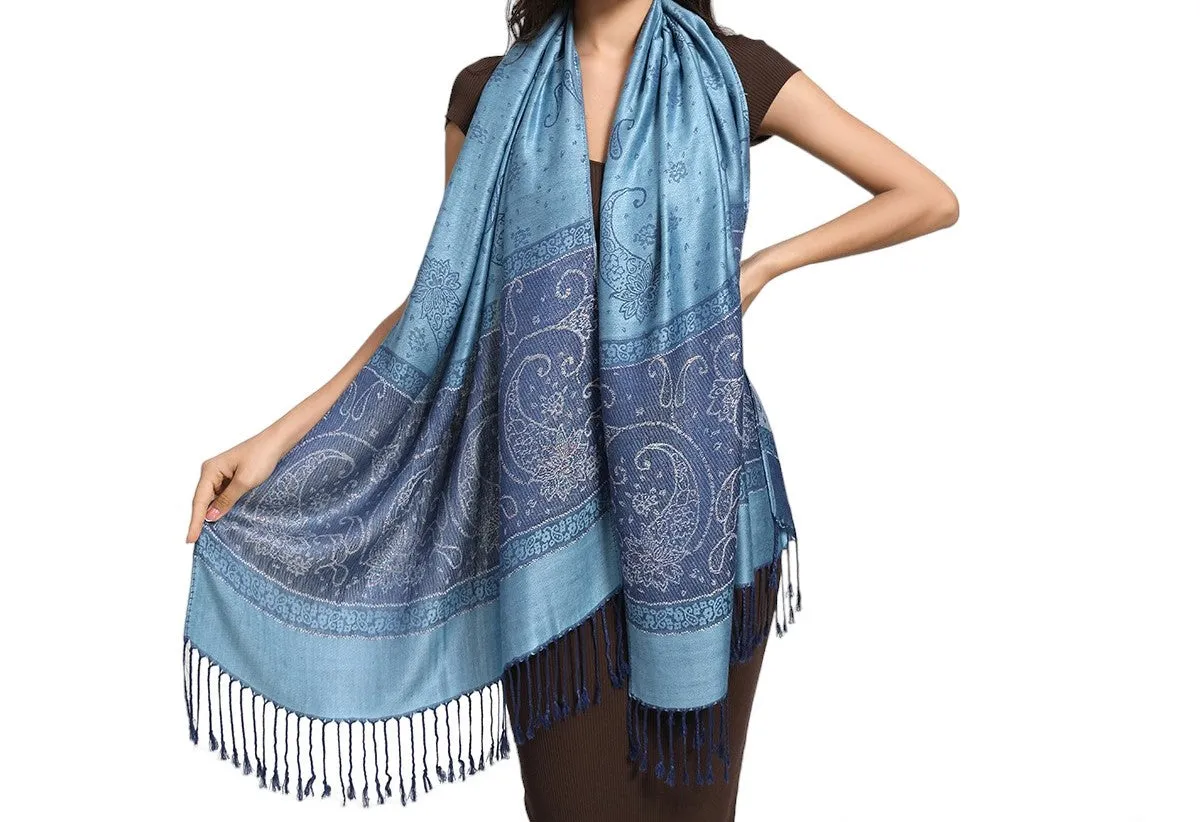 Women's Lightweight Pashmina Floral Paisley Scarves or Wrap - Perfect for Warmer Weather and Change in Seasons